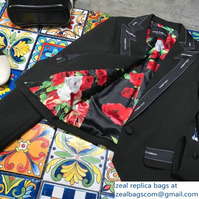 Dolce  &  Gabbana Short Single-Breasted Gabardine Blazer Black Jacket 2018
